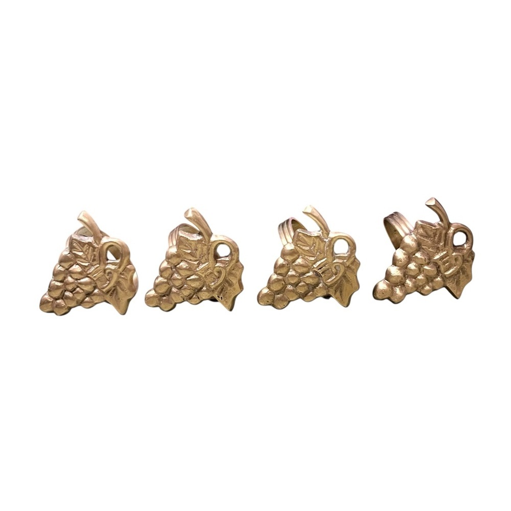 Vintage Brass Grape Cluster Napkin Rings Set of 4